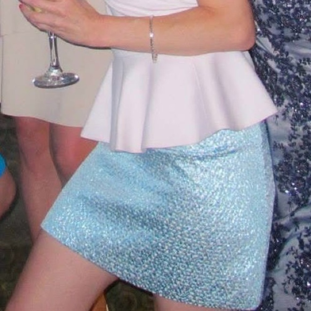 Alice + Olivia Ice Blue A-Line Mini Skirt for nightlife